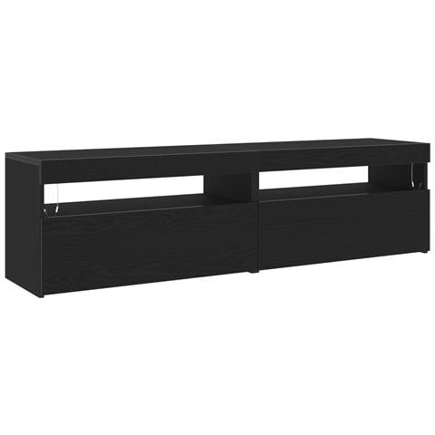 Mobile TV con Luci LED 2 pz Nero Rovere 75x35x40 cm Legno ingegnerizzato - Foto 1