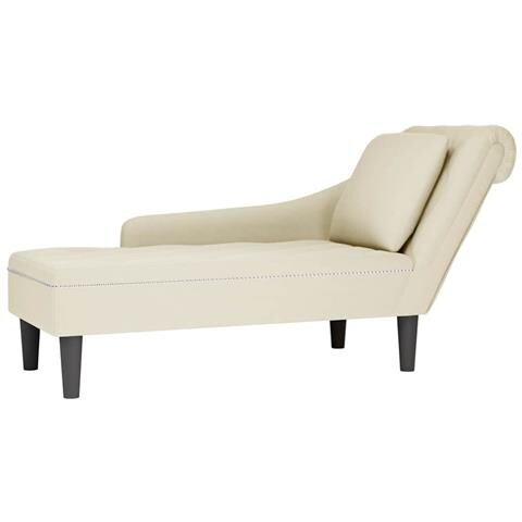 Sdraio con Cuscino e Bracciolo Destro in Velluto Crema - Foto 1