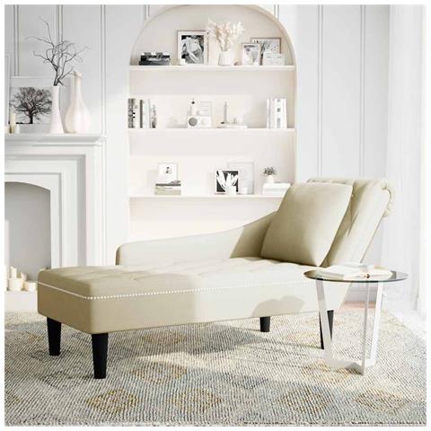 Sdraio con Cuscino e Bracciolo Destro in Velluto Crema - Foto 2