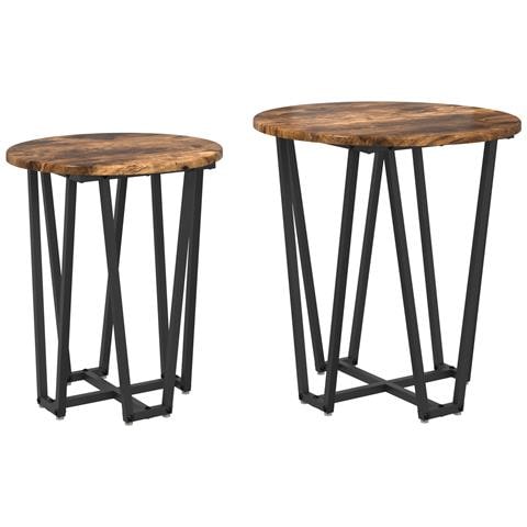 Tavolino 2 pz Rovere Fumè in Legno Ingegnerizzato e Metallo - Foto 1