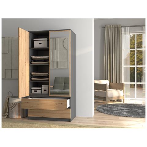 SZAFA MALWA AN /AR L armadio /guardaroba per camera da letto 5 ripiani 2 porta /porte - Foto 3