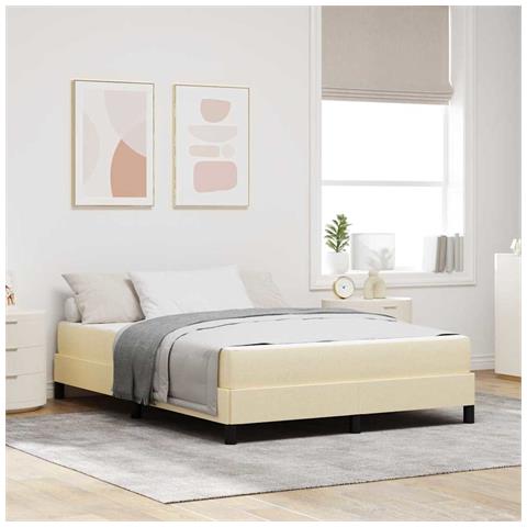 Letto a molle con materasso Crema 140 x 200 cm Tessuto - Foto 2