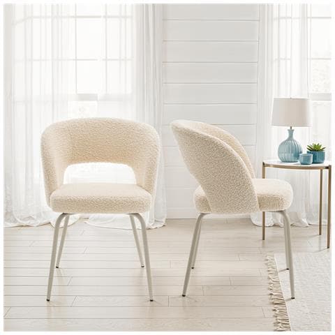 Set Di 2 Sedie Flavia Beige In Tessuto A Balze - Foto 6