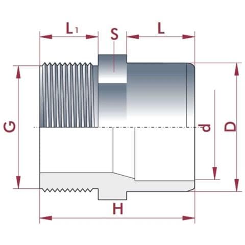 Raccordo Pvc  Manicotto Di Transizione 32-25mm  1 Pollice - Foto 2