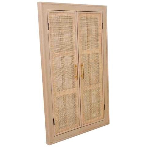 Specchio Con Struttura In Legno E Rete Marrone 73,5x5x118h - Foto 1