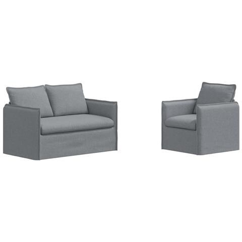 Divano 2 pcs Grigio chiaro 136 x 82 x 85 cm Tessuto - Foto 1