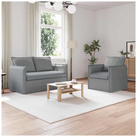 Divano 2 pcs Grigio chiaro 136 x 82 x 85 cm Tessuto - Foto 2