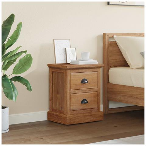 Comodino Naturale 40 x 30 x 50 cm Legno di teak solido - Foto 2