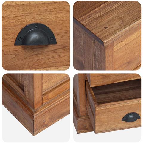 Comodino Naturale 40 x 30 x 50 cm Legno di teak solido - Foto 9