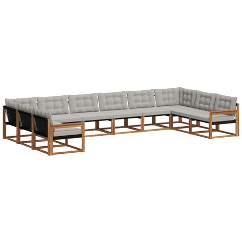 Set di divani da esterno 10 pcs Grigio Naturale e Chiaro - Foto 1