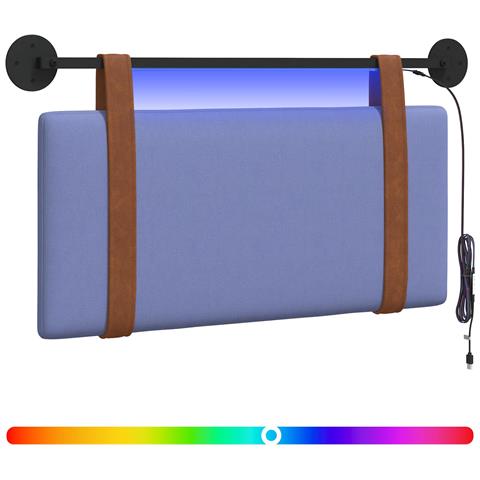 Testiera sospesa Con luce LED Blu jeans PU Antico - Foto 1