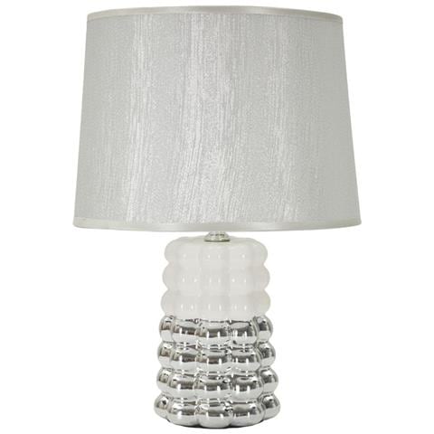 Lampada Da Tavolo Lace Bianca E Argento In Ceramica Ø23×33 Cm - Foto 1