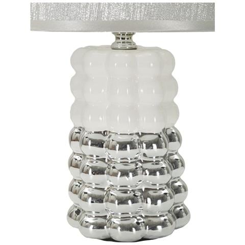 Lampada Da Tavolo Lace Bianca E Argento In Ceramica Ø23×33 Cm - Foto 2