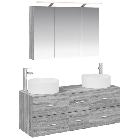 Set di mobili per il bagno 4 pcs Sonoma grigio - Foto 1