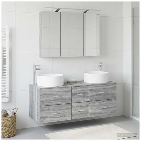 Set di mobili per il bagno 4 pcs Sonoma grigio - Foto 2