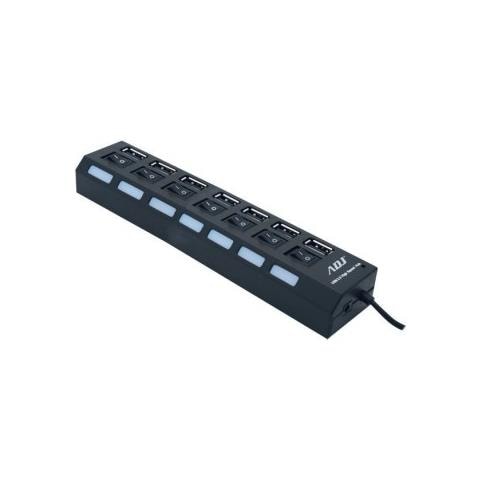 Hub USB 2.0 7 porte con alimentatore e Interruttori Singoli Colore Nero - Foto 4