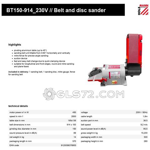 Levigatrice A Nastro E A Disco Bt150-914_230v Holzmann - Foto 2