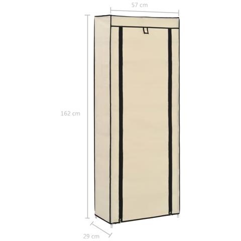Scarpiera Con Rivestimento In Tessuto Crema 57x29x162 Cm - Foto 2