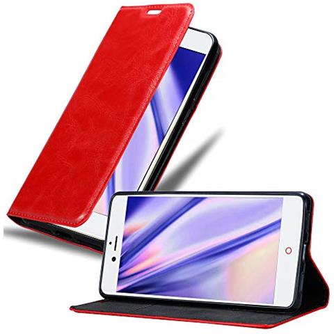 Custodia Compatibile Con Zte Nubia Z11 In Rosso Mela - Coperchio Protettiva Con Chiusura Magnetica, Funzione Stand E Tasca Per Le Carte - Foto 1