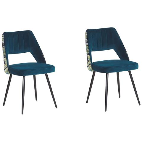 Set Di 2 Sedie Da Pranzo In Velluto Blu Ansley - Foto 17