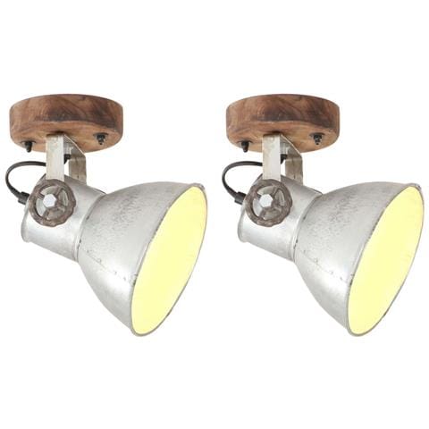 Lampade da Parete / Soffitto 2 pz Industriale Argento 20x25cm E27 - Foto 1