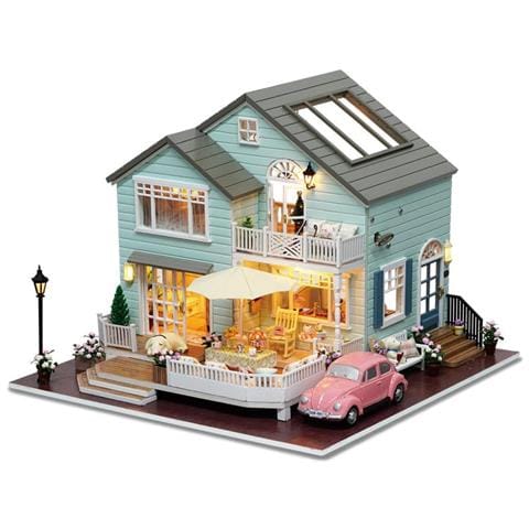 Kit Casa In Miniatura Fai Da Te In Legno Con Luci LED E Musica - Modellino Da Costruire Con Mobili E Accessori, Regalo Creativo Per Adulti - 3