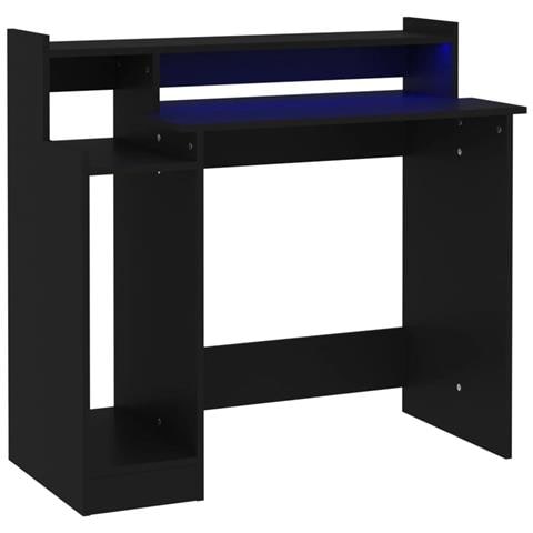Scrivania Con Luci Led Nera 97x45x90 Cm In Legno Multistrato - Foto 1