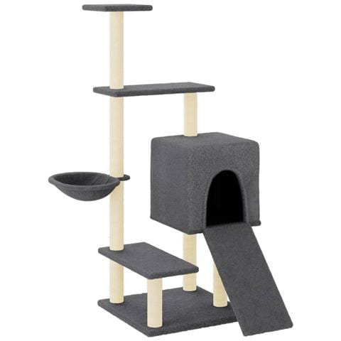 Albero Per Gatti Con Tiragraffi In Sisal Grigio Scuro 130,5 Cm - Foto 1