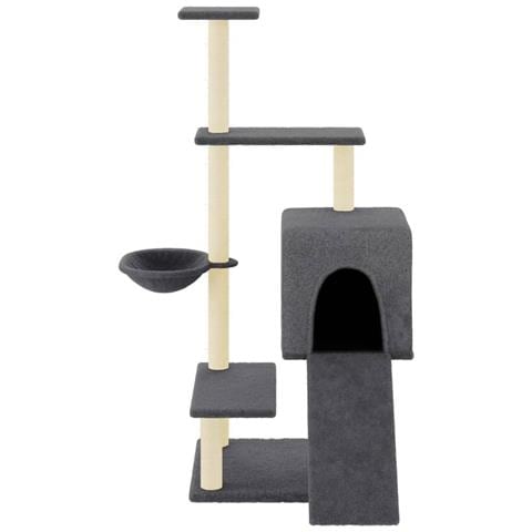 Albero Per Gatti Con Tiragraffi In Sisal Grigio Scuro 130,5 Cm - Foto 2
