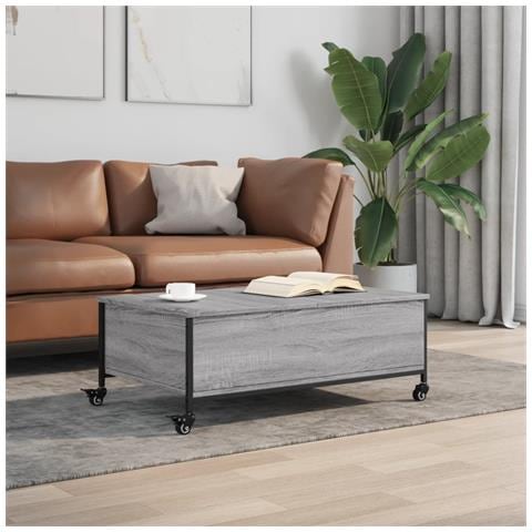 Tavolino Con Ruote Grigio Sonoma 91x55x34 Cm Legno Multistrato - Foto 3