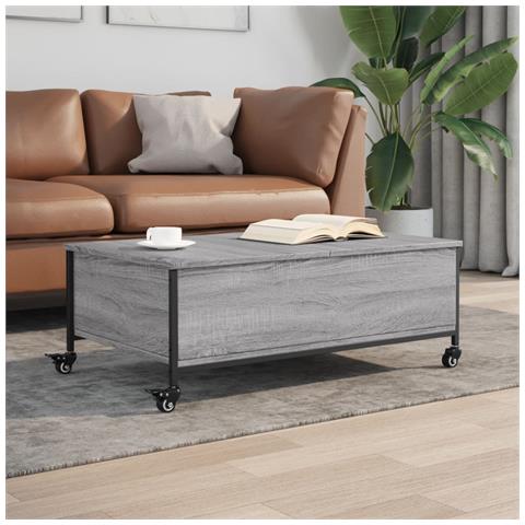 Tavolino Con Ruote Grigio Sonoma 91x55x34 Cm Legno Multistrato - Foto 1
