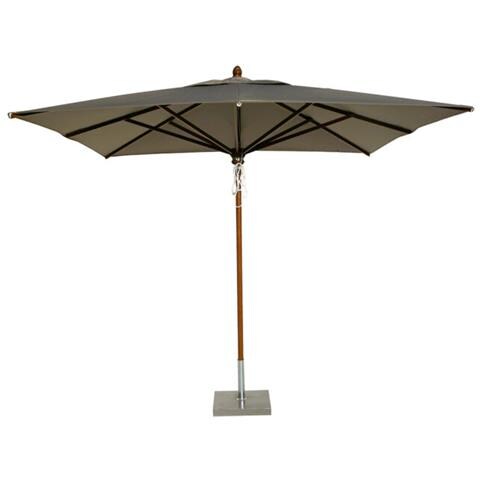 Ombrellone Da Giardino Tondo In Legno - Diametro 300 Cm, Palo 40 Mm, Telo In Cotone, Con Corda E Carrucole