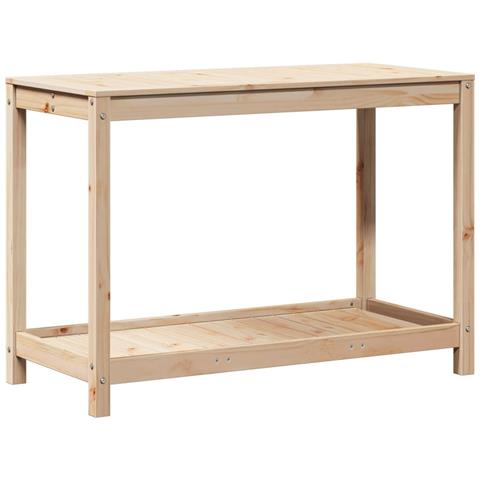 Tavolo Invaso Con Ripiano 108x50x75 Cm Legno Massello Di Pino - Foto 2