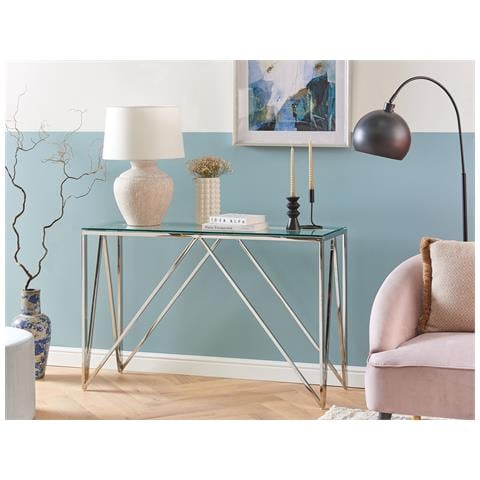 Tavolino Consolle Weso Vetro Temperato Argento - Foto 1