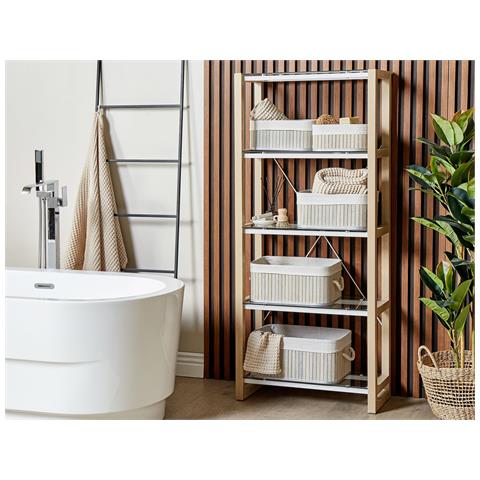 Set Di 5 Cestini Talpe Legno Di Bambù Grigio - Foto 1