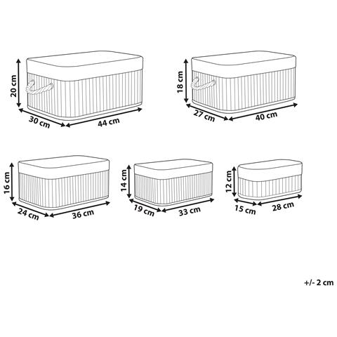Set Di 5 Cestini Talpe Legno Di Bambù Grigio - Foto 16