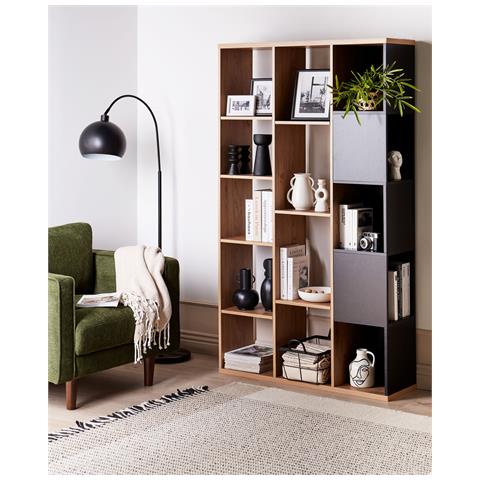 Libreria Legno Chiaro E Nero Bangor - Foto 1