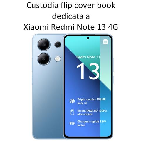 Custodia A Libro Book Cover Case Per Xiaomi Redmi Note 13 4g Black - Foto 2