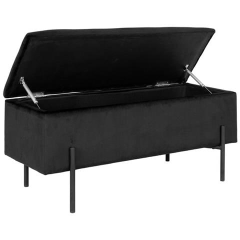 Panca Con Portaoggetti Watford - Nero - Poliestere - 36,5x95x46 Cm - Foto 4