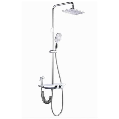 Trade Shop - Set Saliscendi Colonna Doccia Bagno Soffione Doccetta Bidet Rubinetto Cromato 87341 - Foto 1