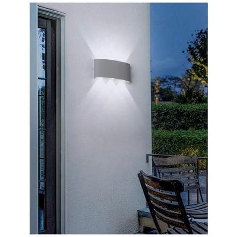 Applique Led Luce Bianca Faretto 16 W Lampada Da Parete 6 Cob Ip65 Grigio Es68gf - Foto 1