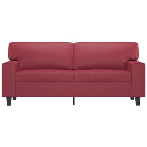 Divano A 2 Posti Rosso Vino 140 Cm In Similpelle - Foto 3