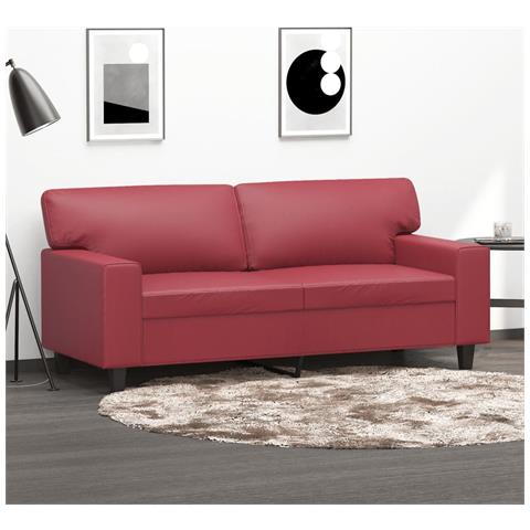 Divano A 2 Posti Rosso Vino 140 Cm In Similpelle - Foto 1