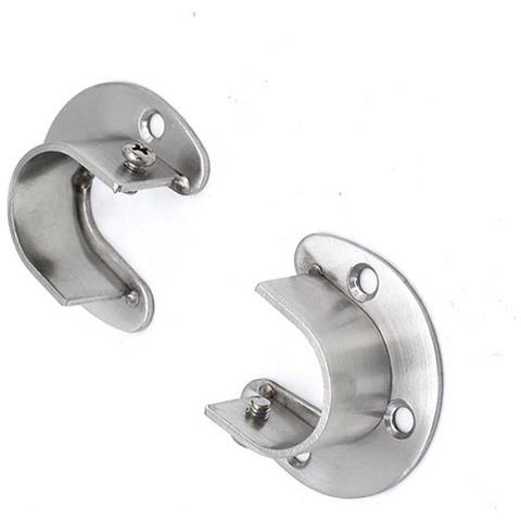 Presa Per Asta Guardaroba In Acciaio Inossidabile Da 2 Pezzi Silver Xl - Foto 1