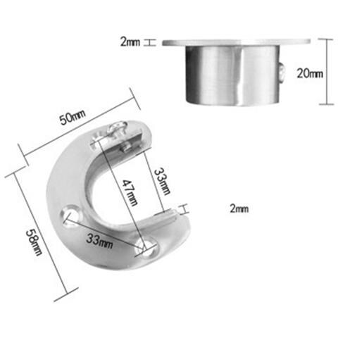 Presa Per Asta Guardaroba In Acciaio Inossidabile Da 2 Pezzi Silver Xl - Foto 4