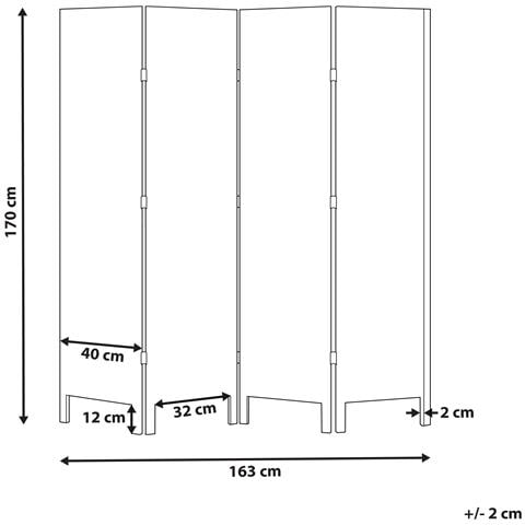 Paravento Avenes 170 X 163 Cm Bianco Sporco Legno - Foto 8