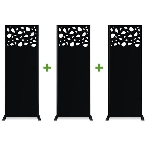Set Di 3 Pannelli Decorativi Sunny Black H.160cm Con Motivi Sul Piano - Foto 1