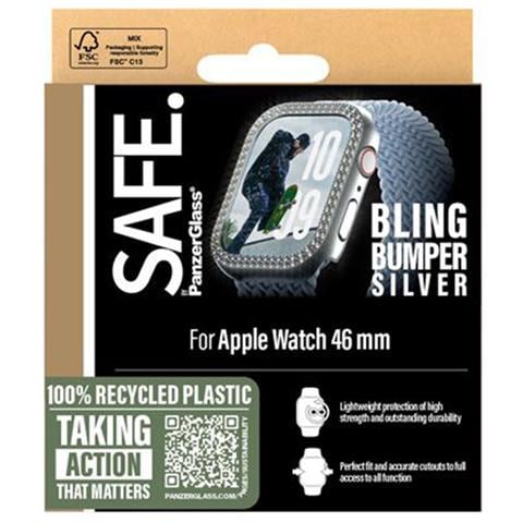 Custodia Per Apple Watch Serie 10 46 Mm Soft Bling, Argento - Foto 4
