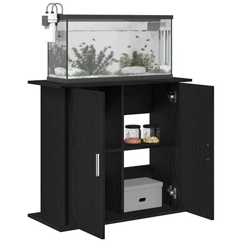 Supporto per Acquario 81x36x73 cm Legno Multistrato Rovere Nero - Foto 2