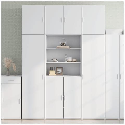 Credenza Bianca 80x42,5x249 Cm In Legno Multistrato - Foto 1